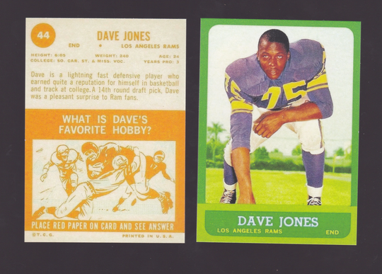 1963 Rookie Dave Decon Jones Los Angeles Rams