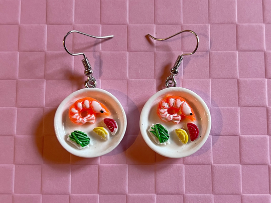 Shrimp Earrings Seafood, Fish, Animals, Crustaceans, Food Earrings, Gifts For Her/Him/Them