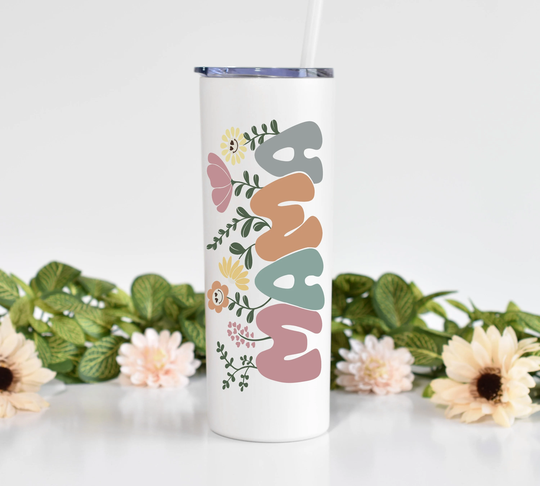 Mama With Flowers Tumbler. Unique Gift For Mom | Mothers Day Tumbler New Mama