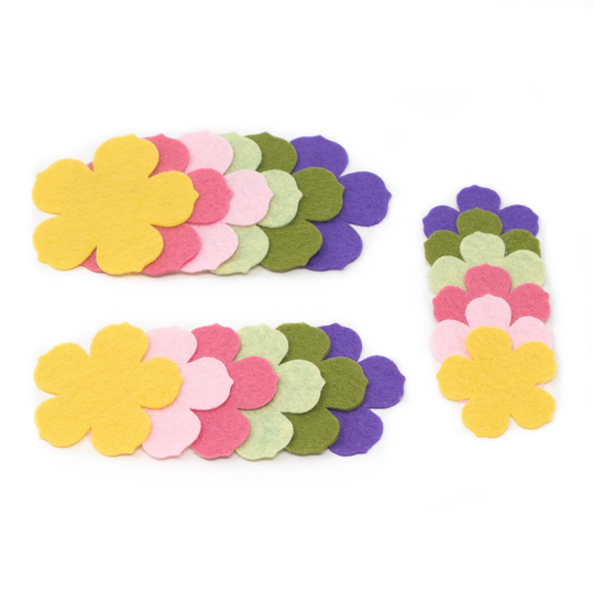 18 Emma Wool Blend Felt Die Cut Applique Flowers - Spring Garden Colors