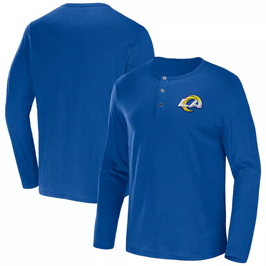 Men's NFL x Darius Rucker Collection by Fanatics Royal Los Angeles Rams Slub Jersey Henley Long Sleeve T-Shirt, Size: Small, LAR Blue
