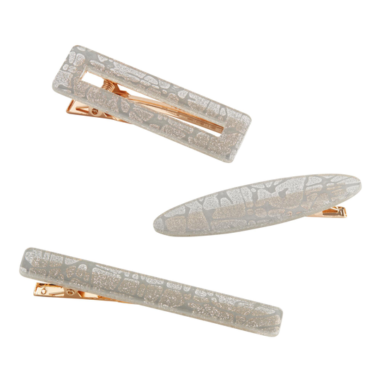 Silver Glittery Hair Clips 3 Pack by World Market