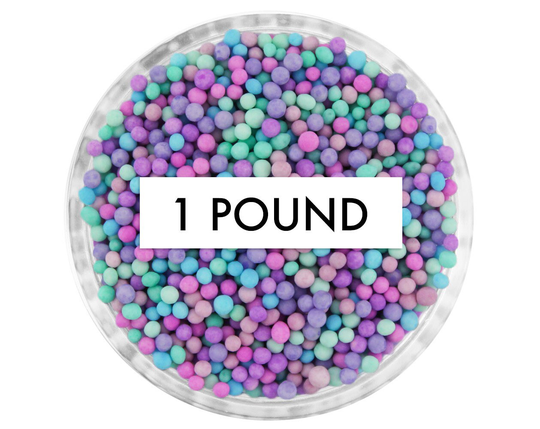 Mermaid Rainbow Non-Pareils Blend 1 lb - Rainbow Is A Mix Of Mint, Antique Lilac, Light Purple, Lavender, Sky Blue, & Periwinkle