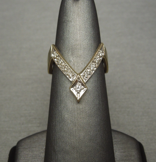 Vintage Estate C1970 14K Gold 0.20Tcw Brilliant Diamond Wishbone Ring/V Sz 6