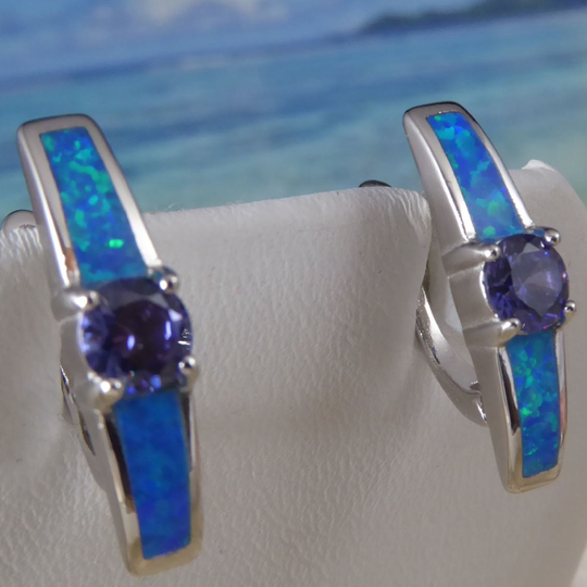 Tanzanite Stud/Post Earrings Sterling Silver With Blue Opal, Free Fast Shipping, Fashion Silver Jewelry For Her