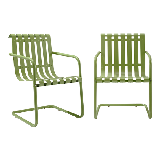 Green Metal Aubrey Outdoor Patio Armchairs Set of 2 by World Market