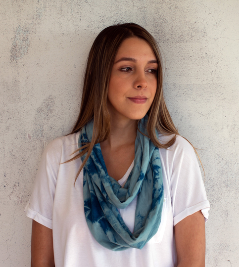 Shibori Indigo/Teal Jersey Infinity Scarf