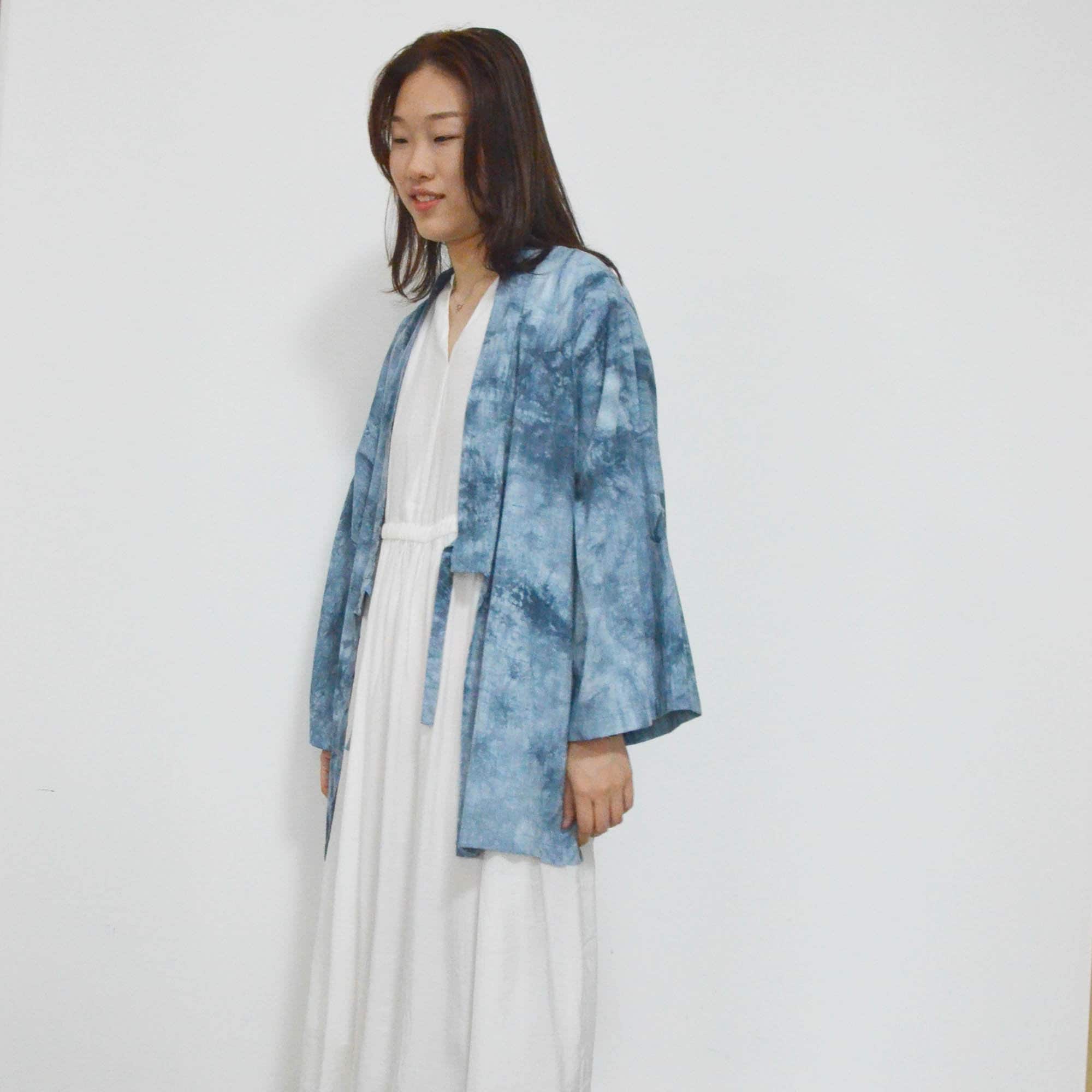 Tie Dye Shibori Cotton 3/4 Sleeves Kimono Shirt Top Dye Made To Order Multi Color Hand Cotton Fabric Batik