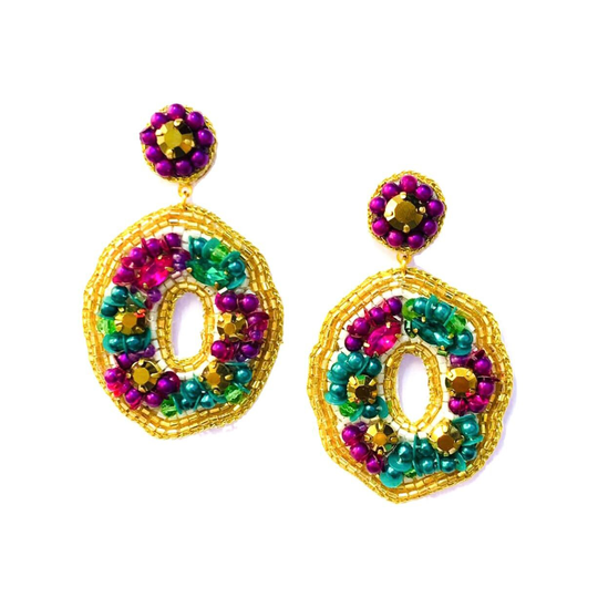New Mardi Gras King Cake Earrings, Earrings