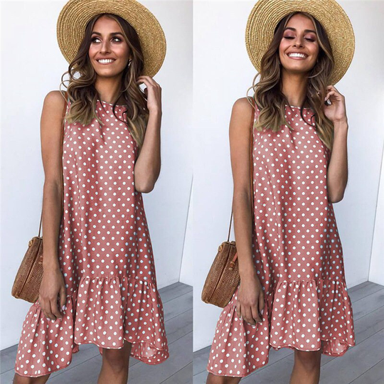 Women Summer Dress Polka Dot Chiffon French Vintage Fashion