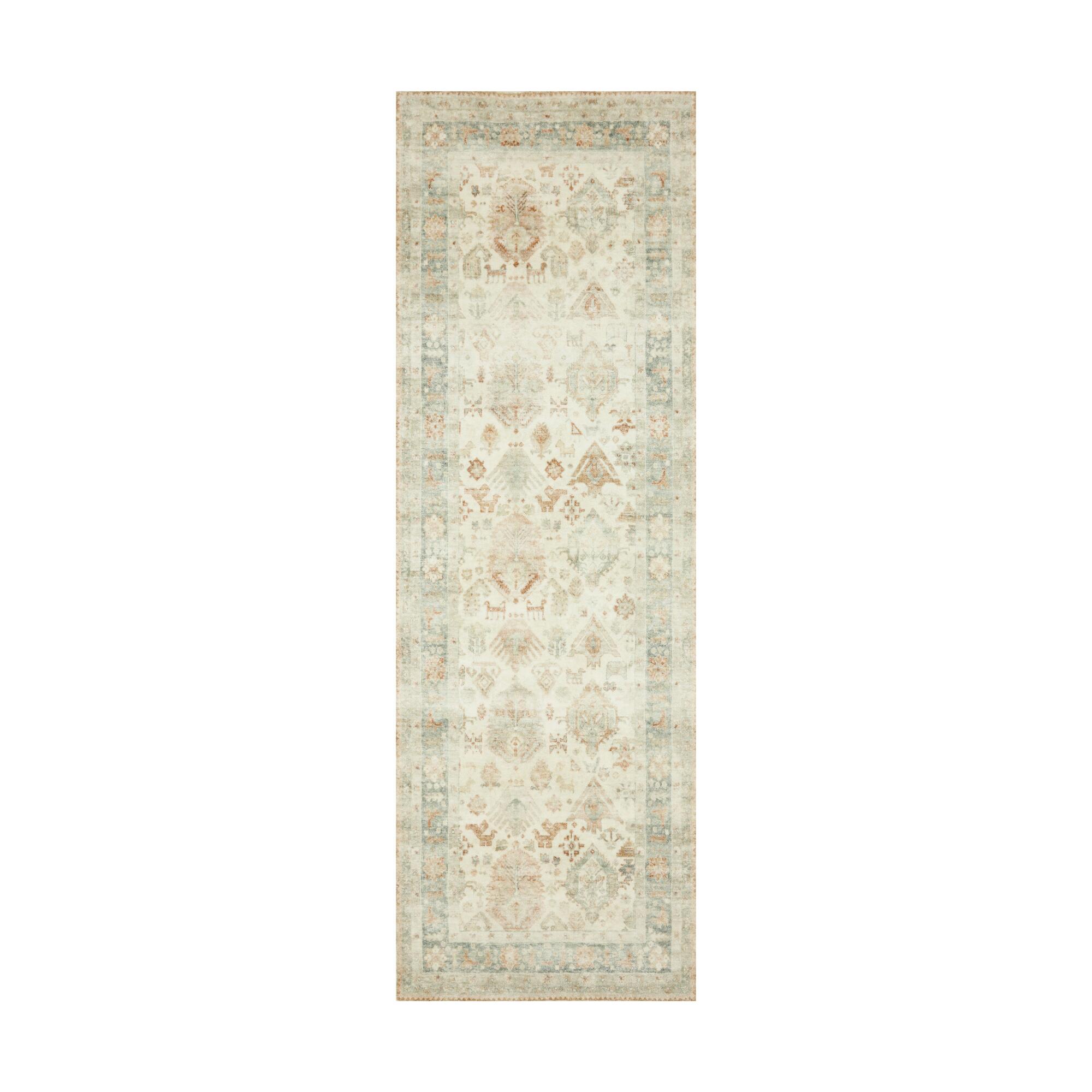 Ivory Multicolor Roslyn Floor Runner: Green/White/Multi - Synthetic Fibers by World Market
