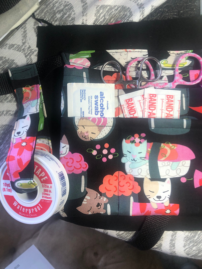 Mini Nurse Vet Tech Pet Groomer Medical Bag Scrub Pocket in Choice Of Cats Cotton Fabric