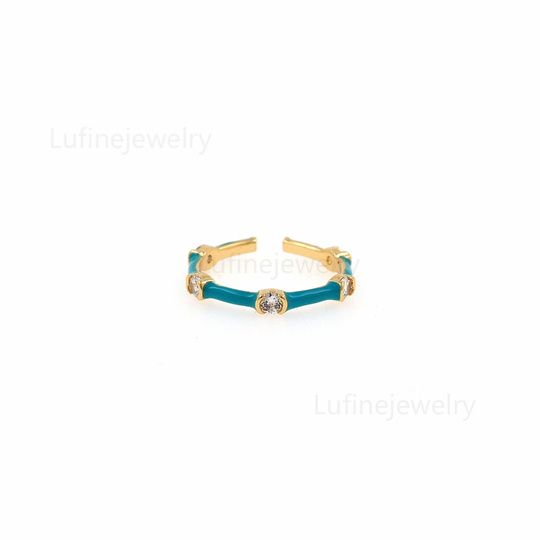 18K Gold Filled Colorful Enamel Cz Ring, Multicolor Band Rainbow Ring, Enamel Stacking Ring, Open Ring, Adjustable Ring