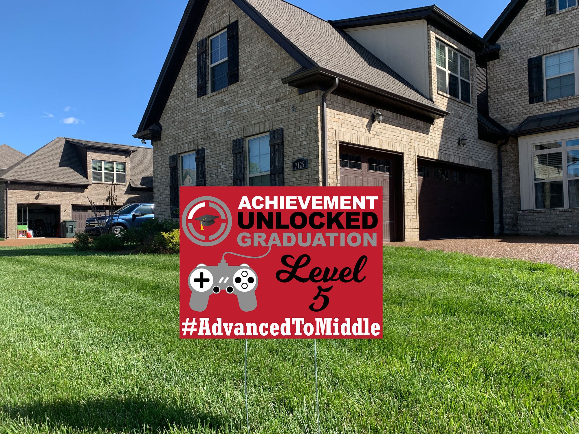 Achievement Unlocked 5Th Grade Graduation Yard Sign, Video Gamer Class 2028, Wire Stake Included, Diy File Option, Free Shipping