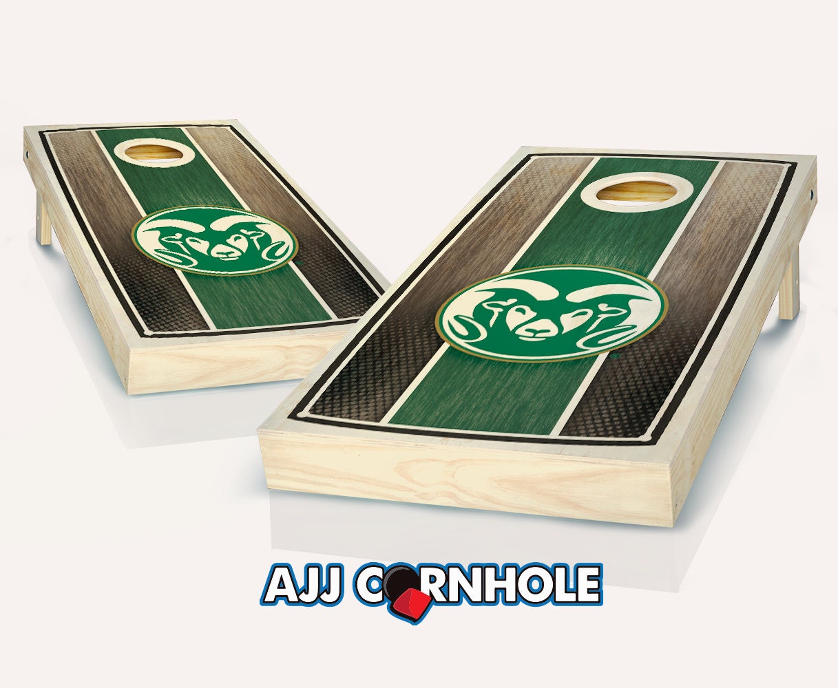Officially Licensed Colorado State Rams Striped Stained Cornhole Set With Bags -Bean Bag Toss -Colorado Cornhole - Corn Toss-Corn Hole