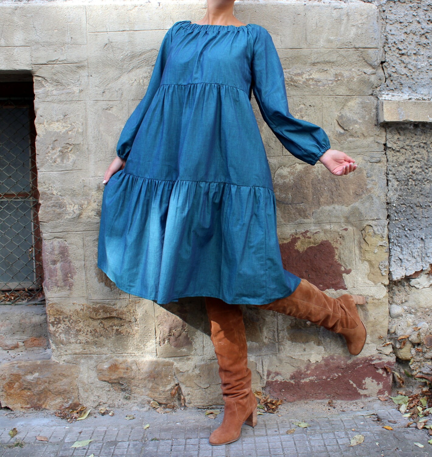 Boho Cotton Flounce Dress