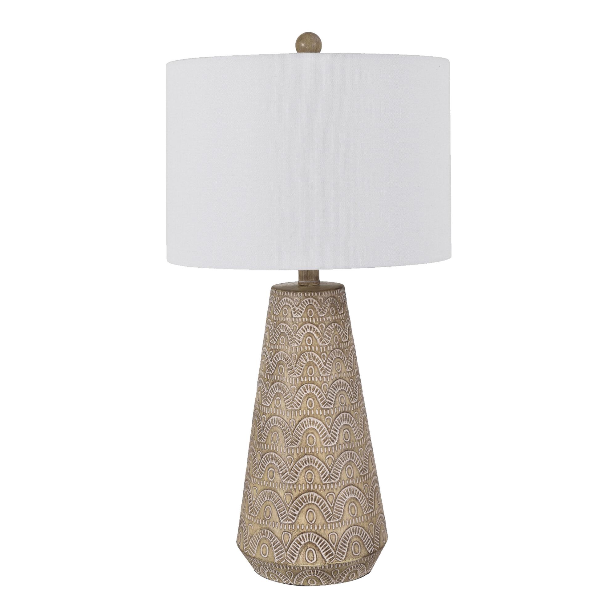 Light Brown Embossed Geometric Erin Table Lamp: Natural by World Market