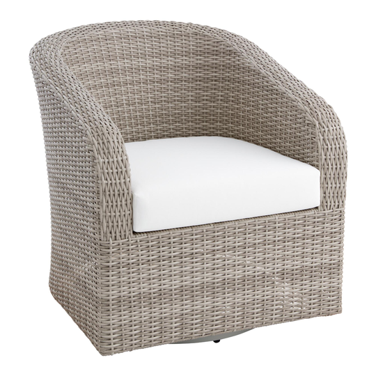 Graywash All Weather Wicker Magdalena Outdoor Patio Swivel Chair - All-Weather Wicker by World Market