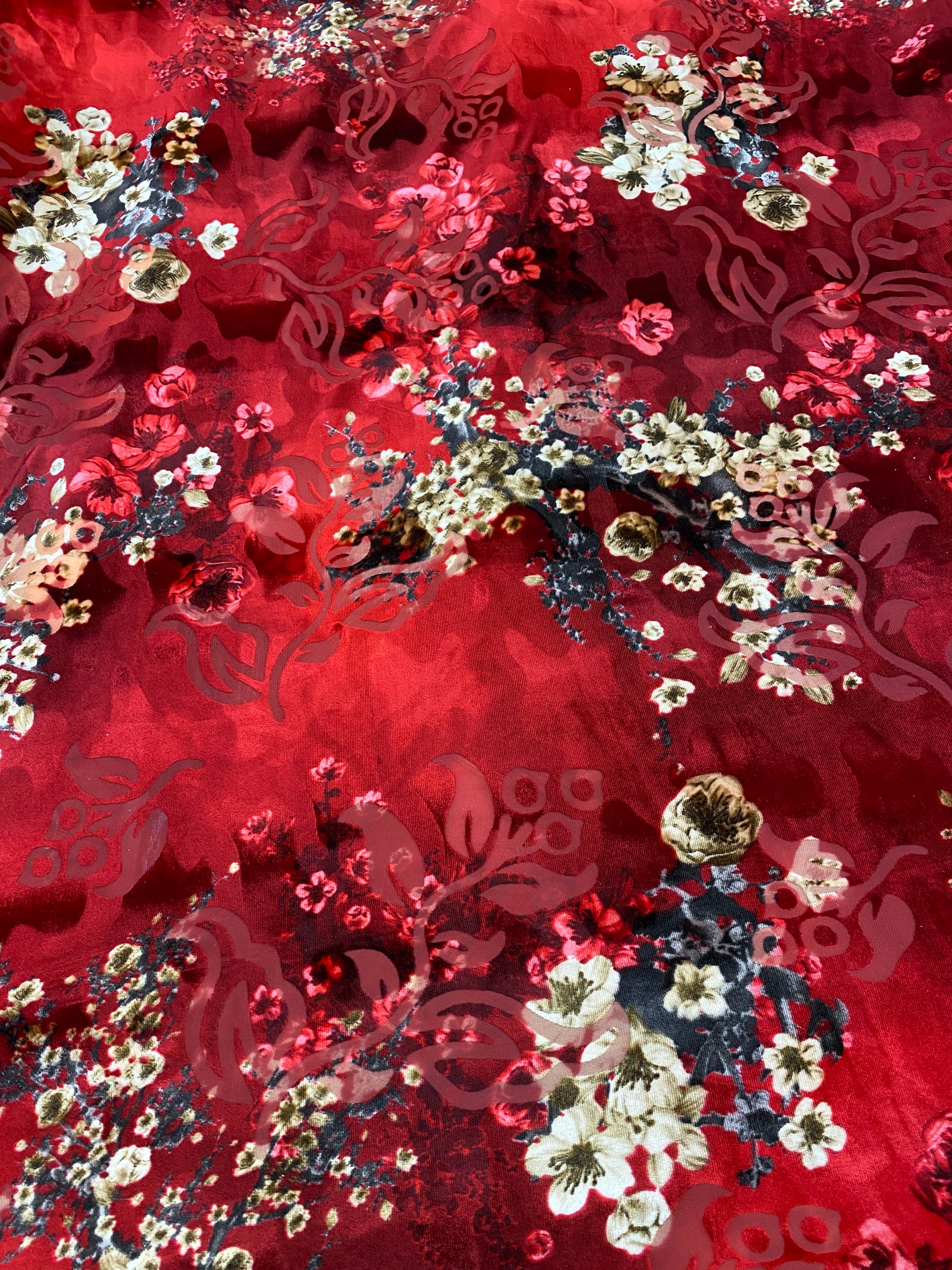 New Luxury Burnout Velvet Blend Silk 4-Way Stretch 50/52 Sold By The Yd. Ships Worldwide From Los Angeles California Usa