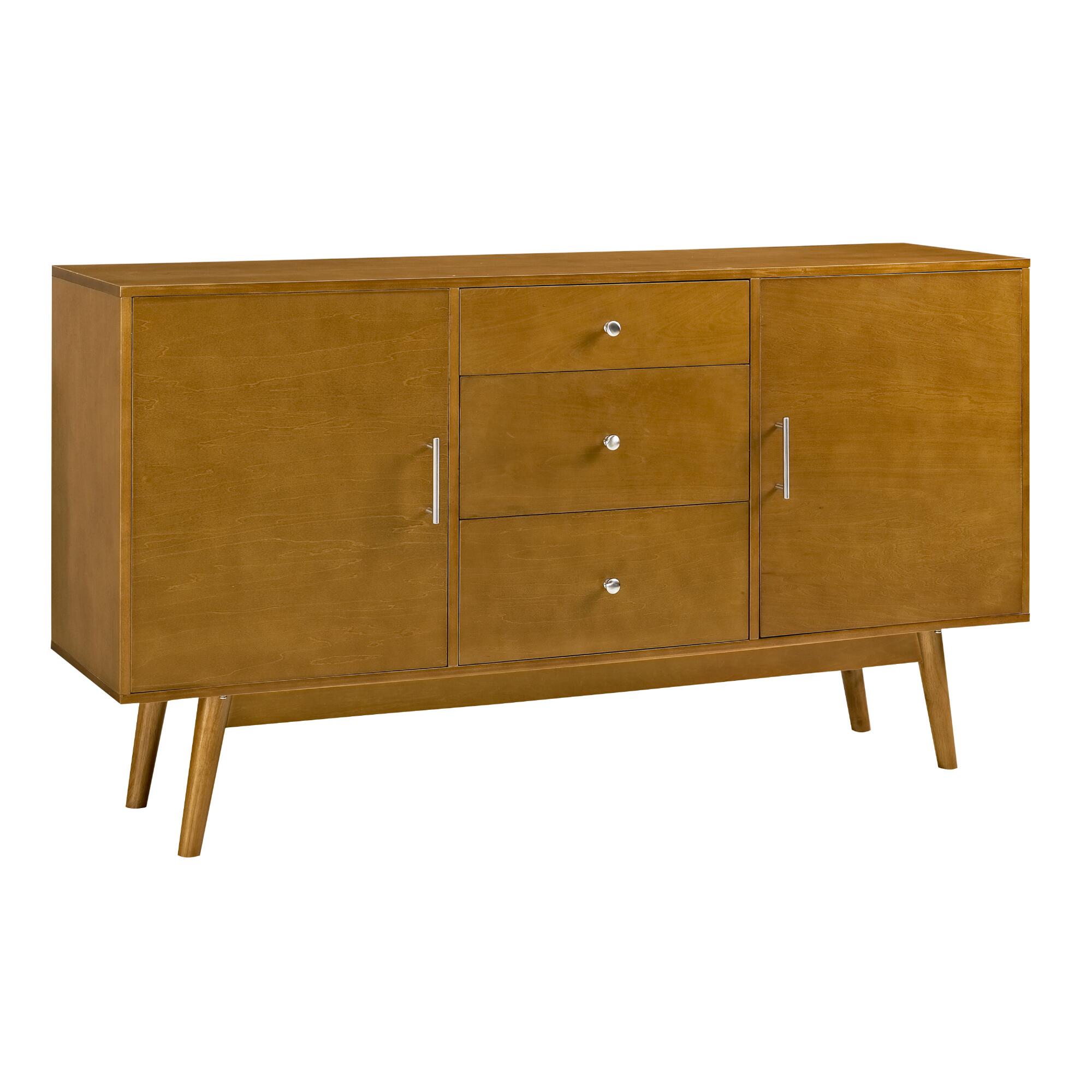 Extra Wide Acorn Brown Wood Mid Century Media Stand by World Market