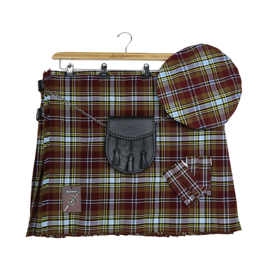 Maclean Of Duart Weathered Modern Wool-Blend Homespun Tartan Kilt & Accessories Bundle