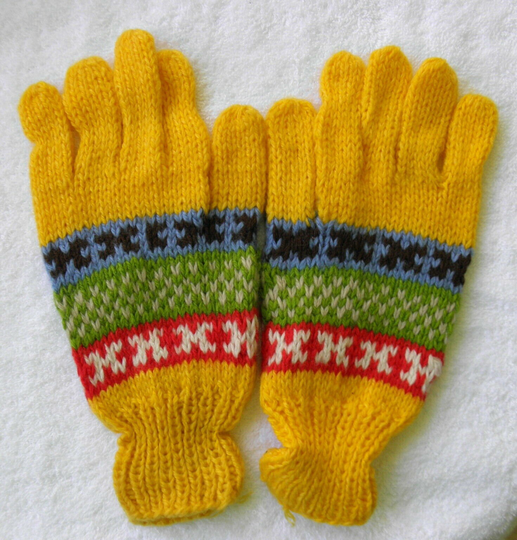 Brand New Alpaca Blended Full Finger Gloves Teen Adult Size Geometric Inca #165