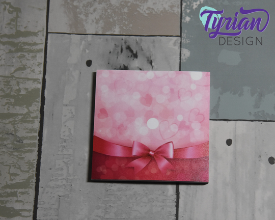 Pink Hearts & Bow Post-It Notes | Background With Ribbon Bow Sticky Notes 3x3 50 Per Pad