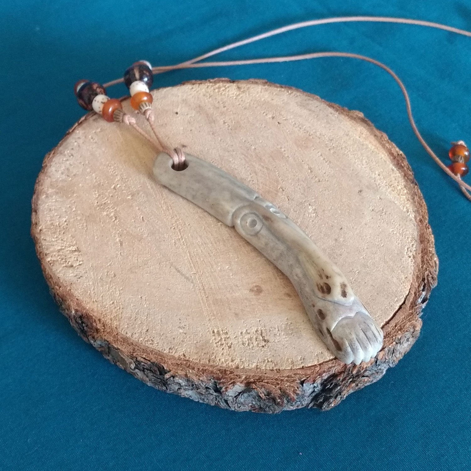 Male Celtic Fairy/Gnome/Warrior Face, Carved Deer Horn Slice, Larp, Cosplay, Wiccan, Pagan, Viking, Elf - Hand Made & in The Usa