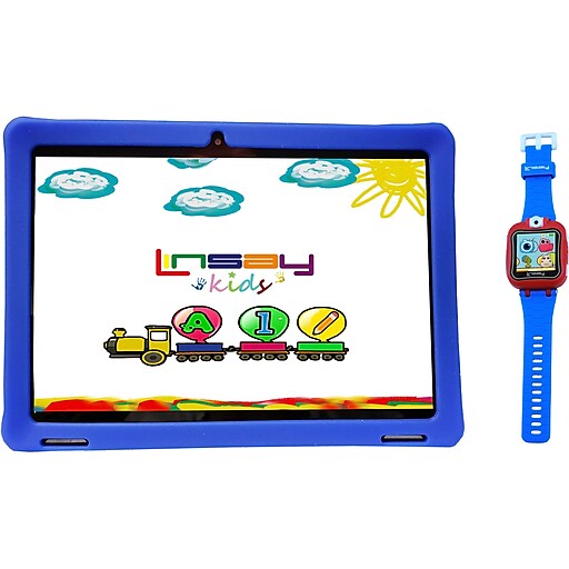 Linsay 10.1" Tablet with Case, WiFi, 2GB RAM, 32GB Storage (Android 11), Black/Blue (F10IPKBWB)