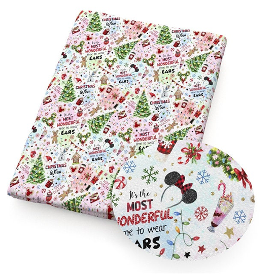 Christmas Themed Polyester Cotton Blend Fabric | 1/2 Yard