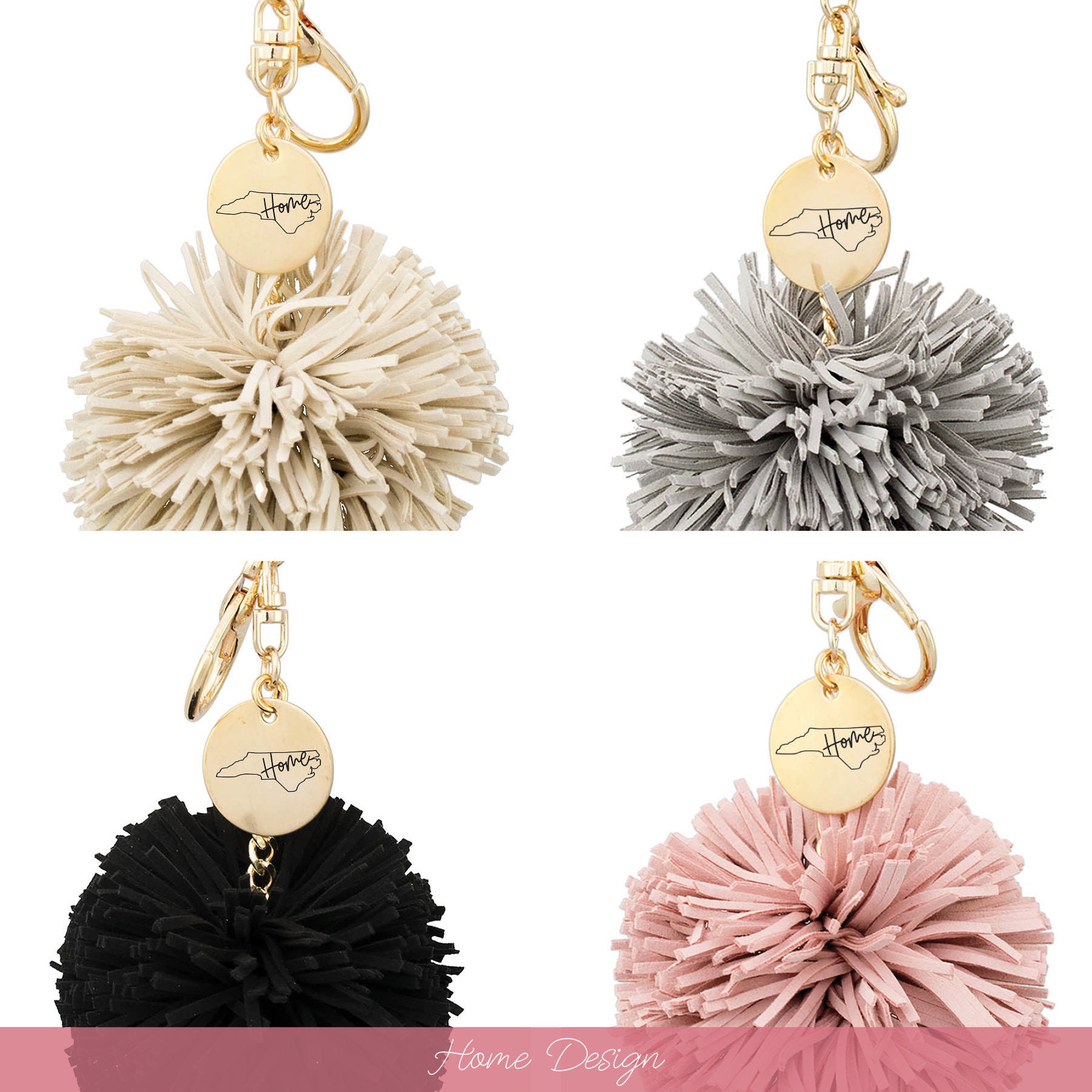 North Carolina Keychain, Personalized State Tassel Custom Gift, Initials Nc Home Key Chain