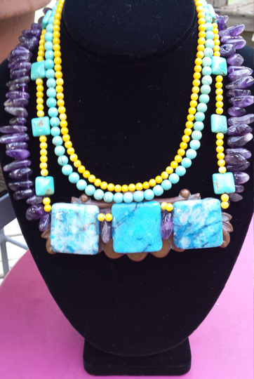 Multi Strand Necklace Semi Precious Stones
