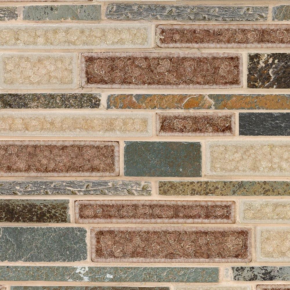 Artmore Tile Athens Light Blend 3-in x 6-in Polished Glass Linear Mosaic Floor and Wall Tile Sample | EXT3RD102245