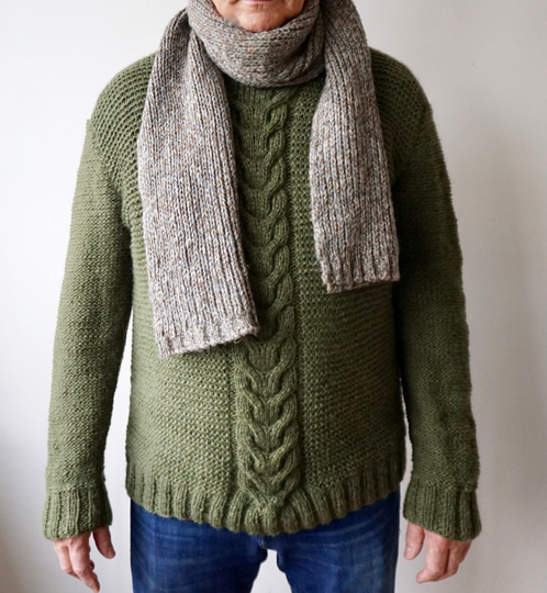 Men's Hand Knit Alpaca Blend Sweater /Jumper/Moss Green Warm & Soft Gift For Him/ Ready To Ship Size Xl