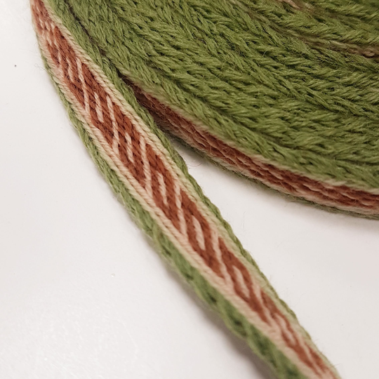 Tablet Woven Ribbon Oseberg, Norway Pattern From 100% Wool 1, 1 cm Width