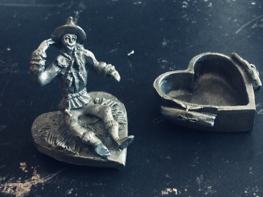 Scarecrow Heart Shaped Trinket Box, Vintage Wizard Of Oz Jewelry Box