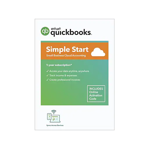 QuickBooks Online Simple Start 2022 for 1 User, Windows/Mac/Android/iOS, Online Access (5100092)