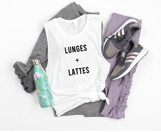 Workout Shirts, Gym Workout, Tanks For Women, Lifting Tank, Lunges & Lattes, Funny Tanks, Gifts