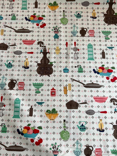 Cook Book Wallpaper Multi - By Lori Holt Vintage Inspired Kitchen Fabric