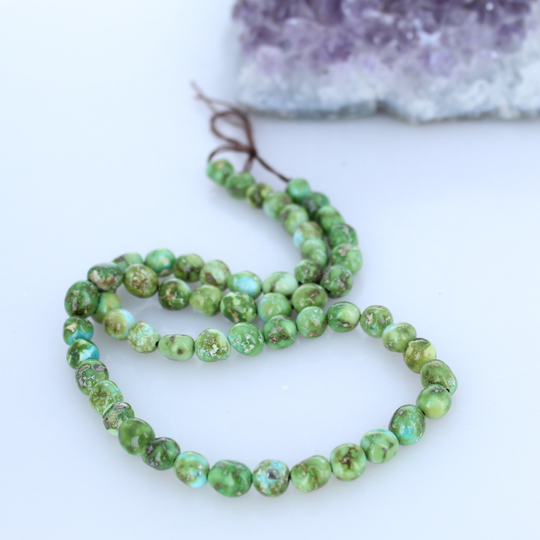 Sonoran Gold Turquoise Beads Lime Green Blue Semi Round 7mm