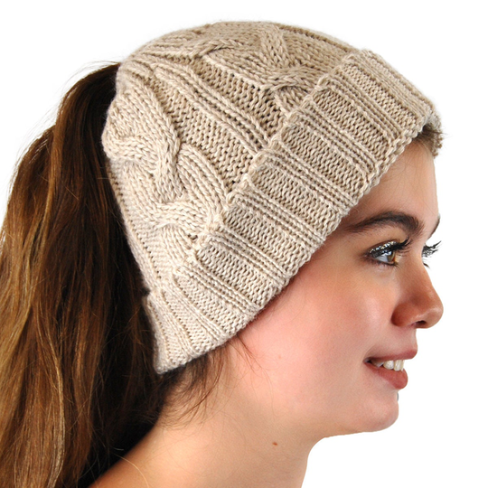 Alpaca Blend Messy Bun Hat