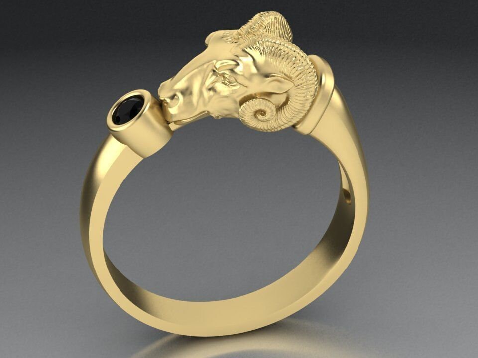 Silver Ram Ring, American Men's Animal Rings, Gift For Men's, Head Signet Ring Aries Jewelry