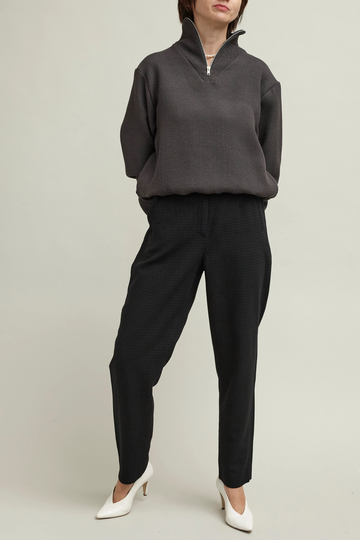 Vintage | S Wool Blend Pants For Women | Black Plaid Tapered Ftv1016