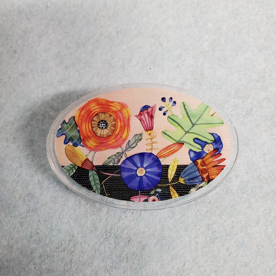 Oval Floral Acrylic Scatter Pin By Sharon Bloom Designs