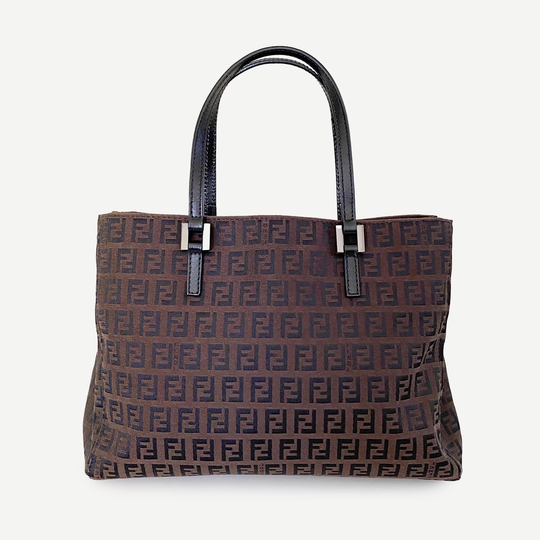 Authentic Fendi Brown Zucchino Monogram Canvas Tote