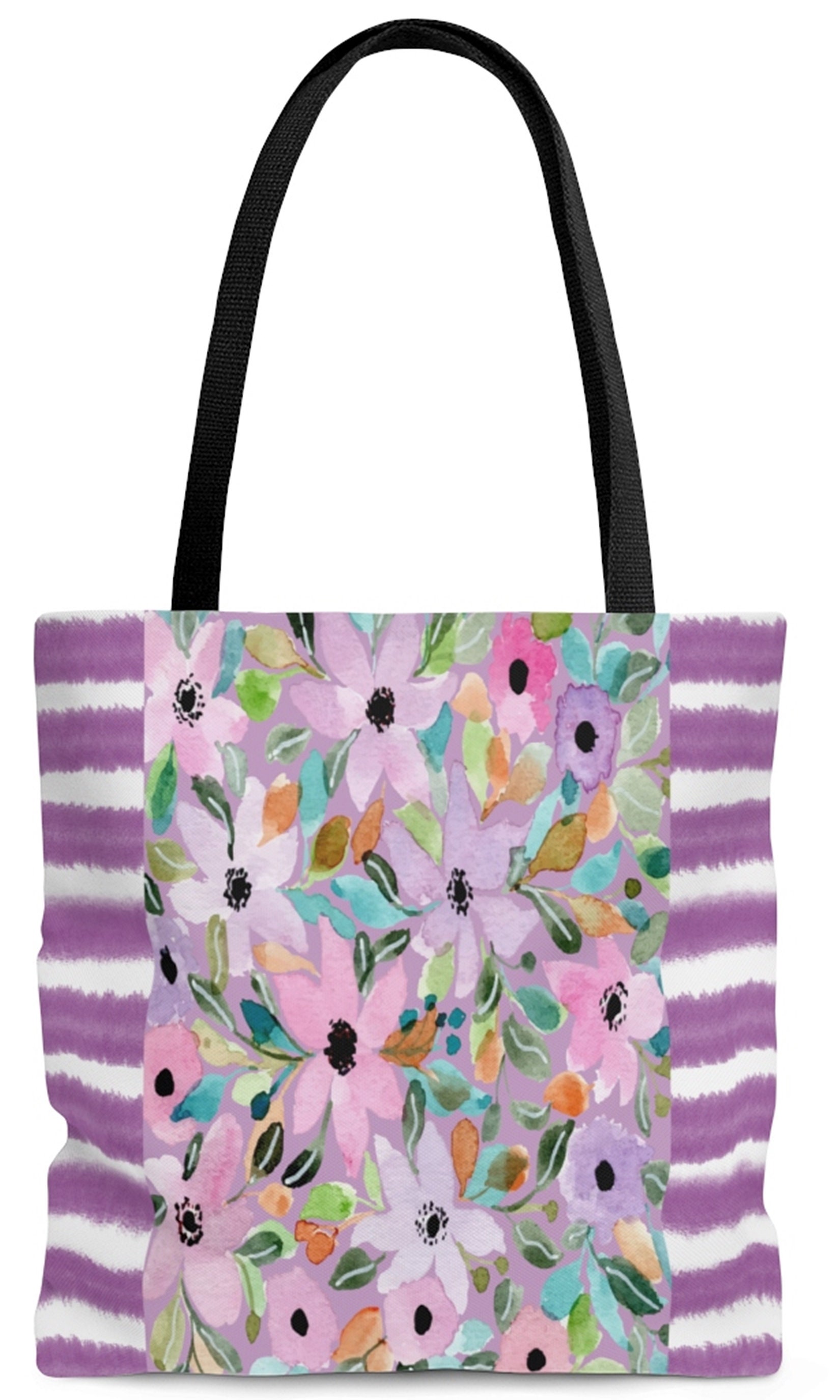 Tote Bag, Violets, Stripes, Totes, Bags, Bride Tote, Bridesmaid Tote, Graduation, Gift, For Mom, For Her, Baby Shower, Book Bag, Colors, Size