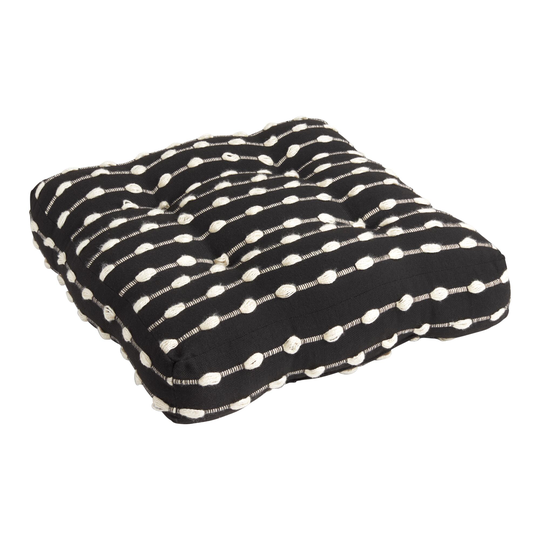 Black and Ivory Dot Indoor Outdoor Patio Floor Cushion by World Market