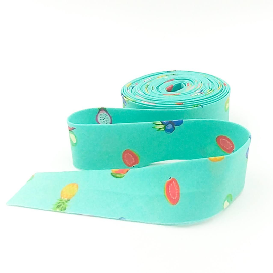 Quilt Binding 1 1/4" Single Fold Bias Tula Pink Daydreamer Forbidden Fruit Snacks Mojito Aqua Blue