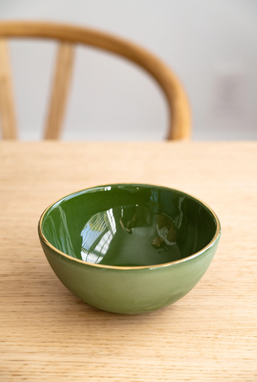 Handmade Ceramic Bowl With Gold Rim Porcelain Soup Cozy Cereal Dinnerware Berry Rice