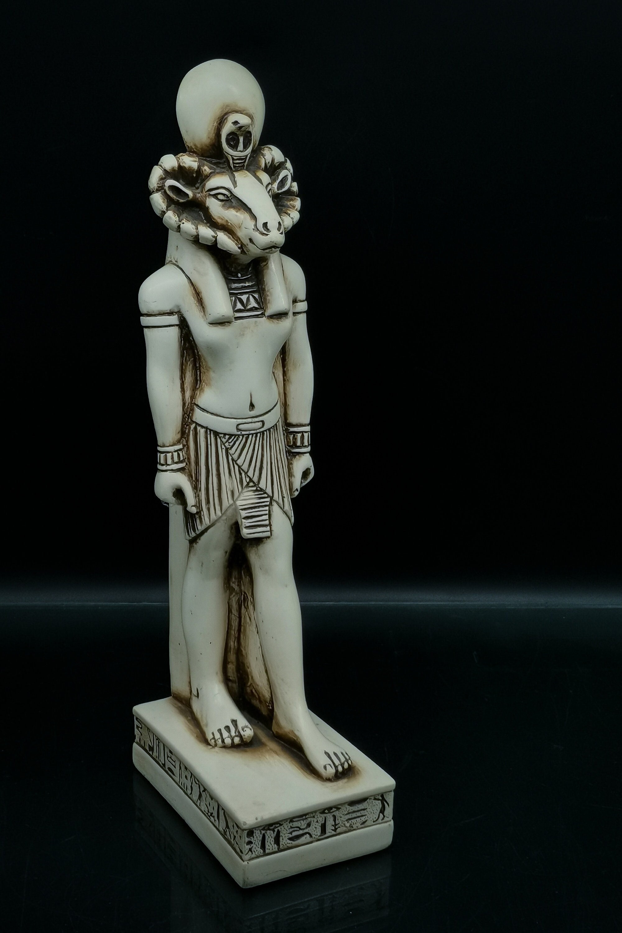 Unique Ancient Egyptian God Khnum Statue Large Solid Stone Made in Egypt